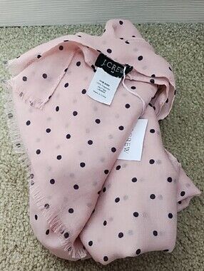 J.Crew Blush  Pink Polka Dot Lightweight Scarf NWT! Soft